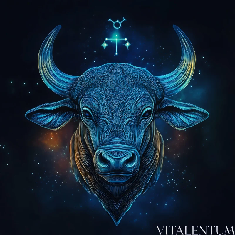 Celestial Bull Illustration AI Image