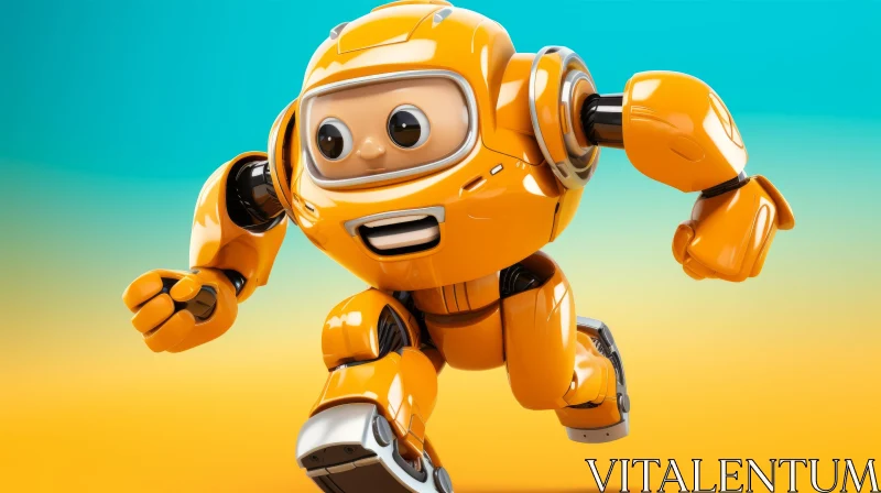 Playful Yellow Robot in Bold, Colorful Cartoon Style AI Image