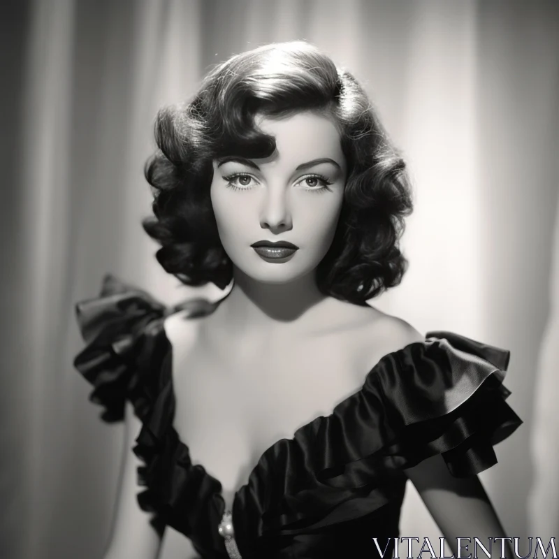 Retro Hollywood Glamour - A Woman in Monochrome AI Image