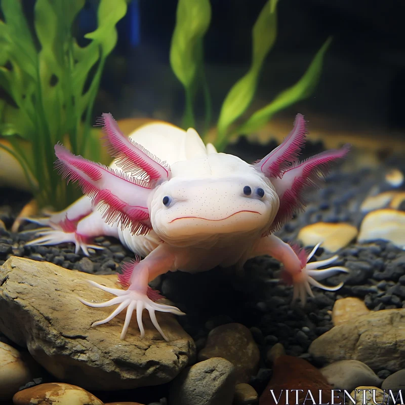 AI ART Axolotl with Pink Gills