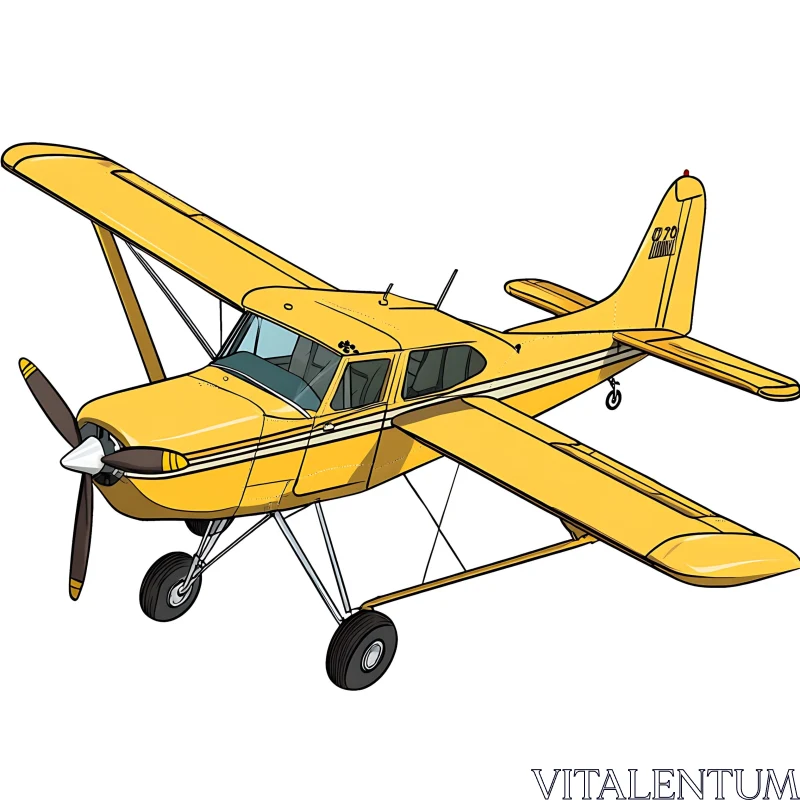 Detailed Illustration of a Yellow Aircraft AI Image