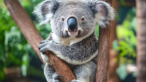 Koala Embracing Tree Branch