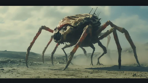 Formidable Eight-Legged Creature in Desolate Terrain