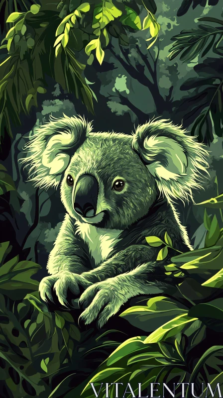 AI ART Tranquil Koala Amidst Greenery