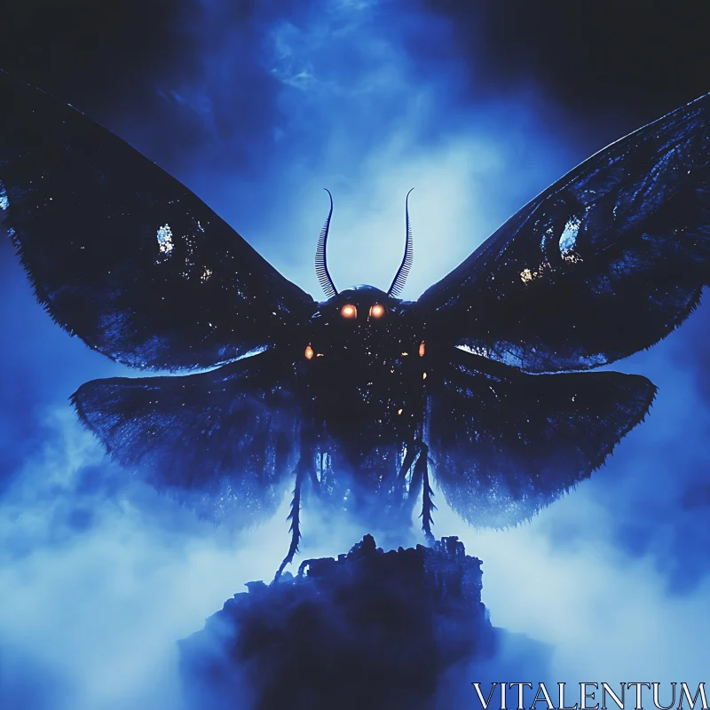 AI ART Mysterious Glowing Moth Amidst Fog