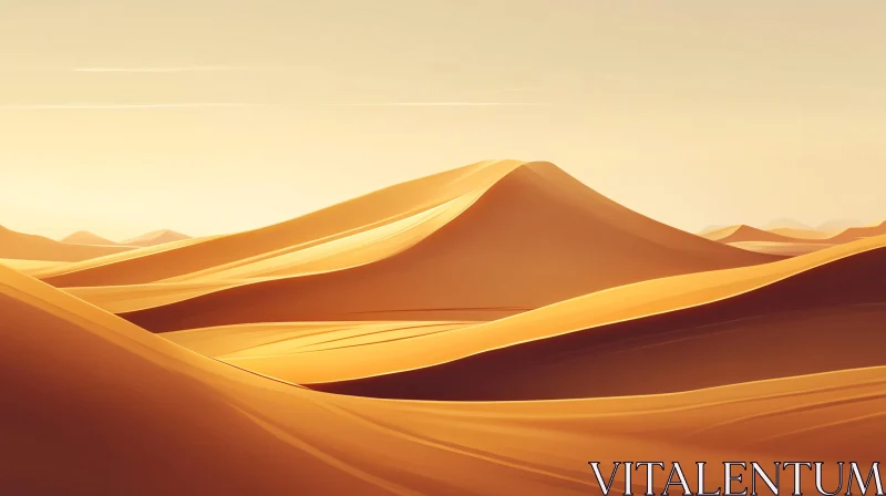 AI ART Golden Sand Dunes Under Clear Sky