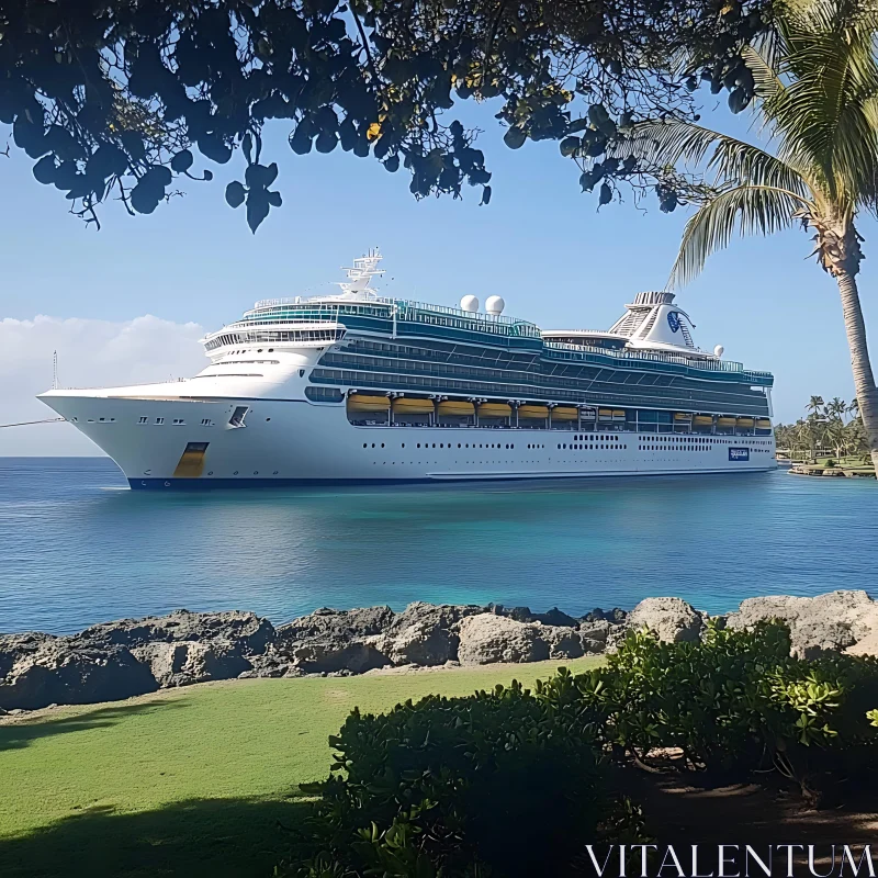 AI ART Tropical Cruise Ship on Calm Waters