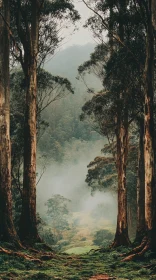 Serene Misty Forest with Lush Greenery