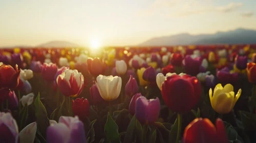 Enchanting Tulip Field at Dusk