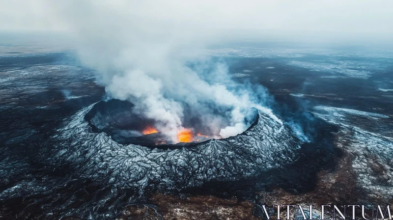 Volcano Eruption Aerial Shot AI Image