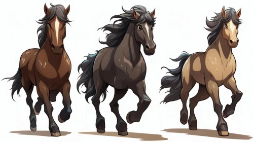 Pictorial Anime Style Horses in Motion | Game Art