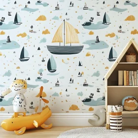 Sailboat Decorated Nursery Room