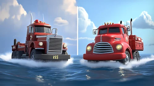 Trucks Adventuring on the Sea Surface