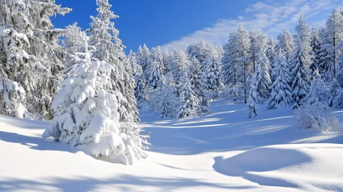 Winter Wonderland in Snowy Forest