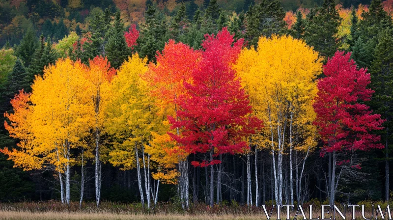 Colorful Autumn Foliage in Forest AI Image