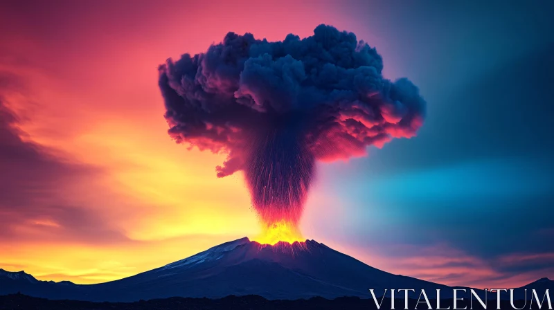 Fiery Volcano at Dusk AI Image