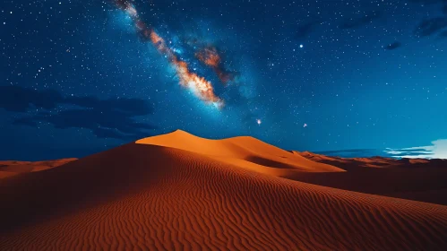 Desert Dunes Under the Milky Way at Night