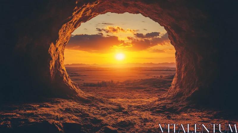 Sunset View from Cave AI Image