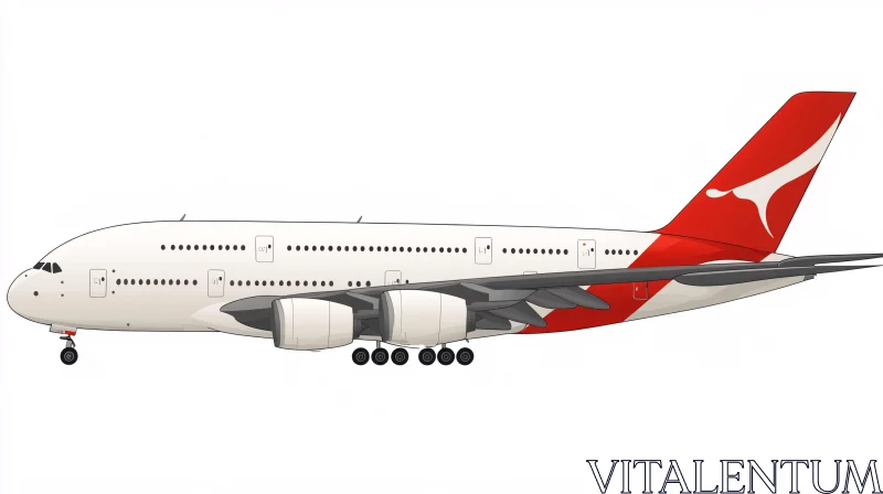 Commercial Aircraft with Red Tail Fin AI Image