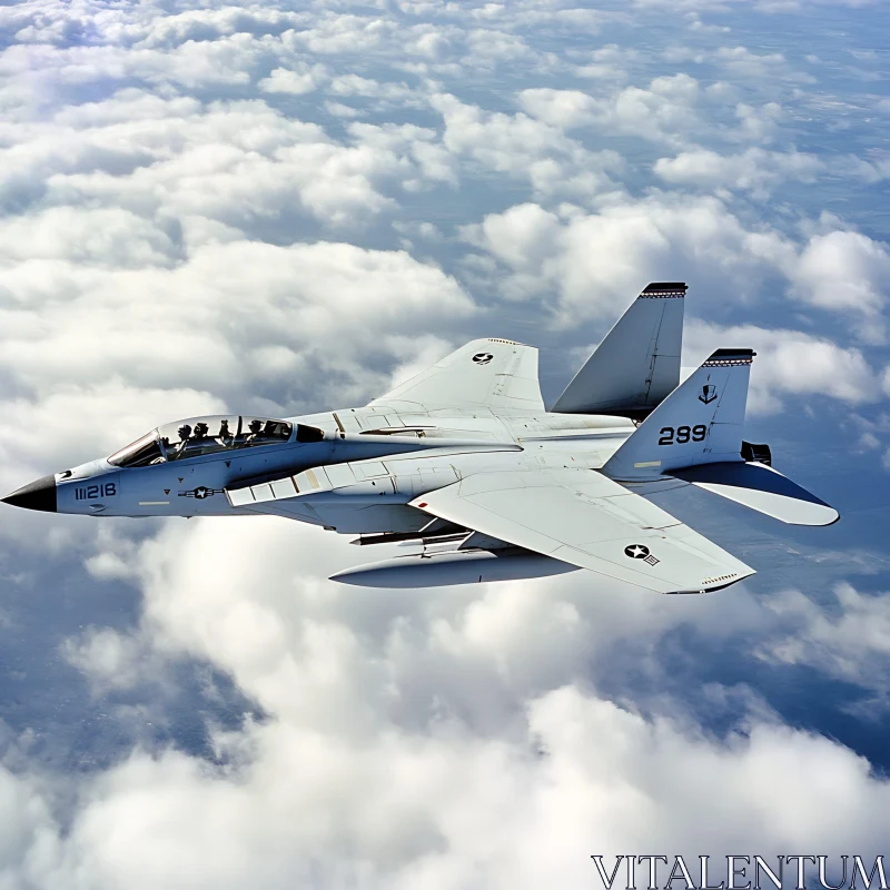 High Altitude Military Jet in the Sky AI Image