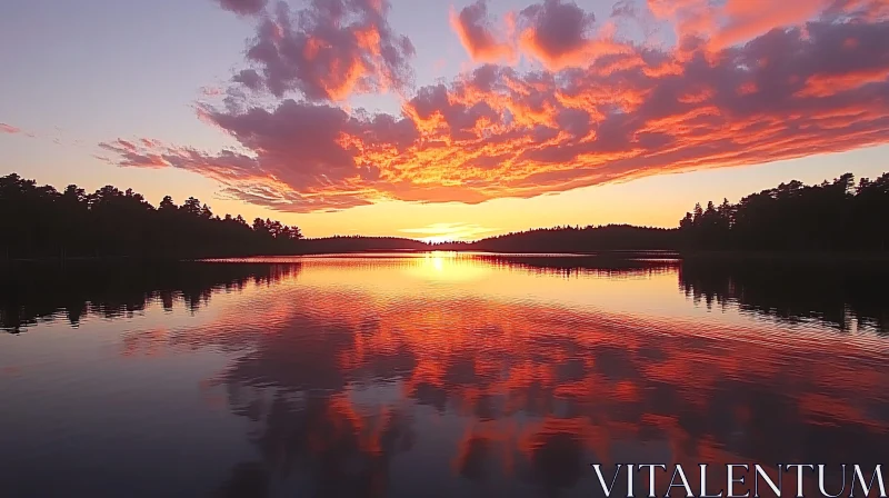 AI ART Scenic Sunset with Reflections on Lake