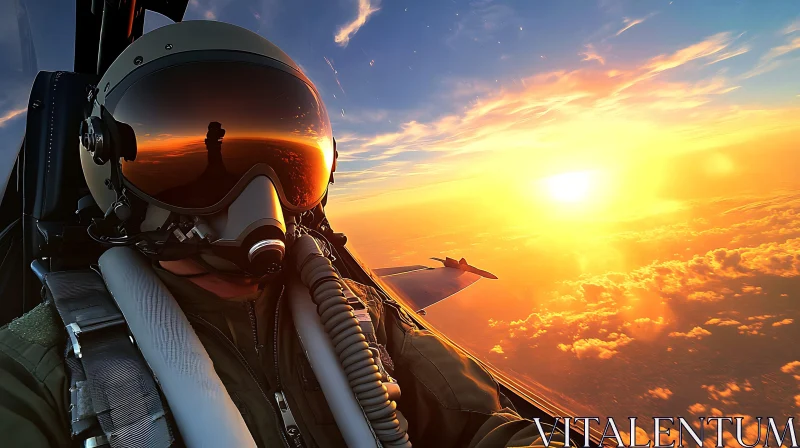 Jet Pilot's Sunset View from Cockpit