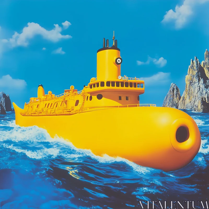 Yellow Submarine in Ocean Waters