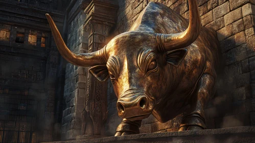 Ancient Bronze Bull Statue