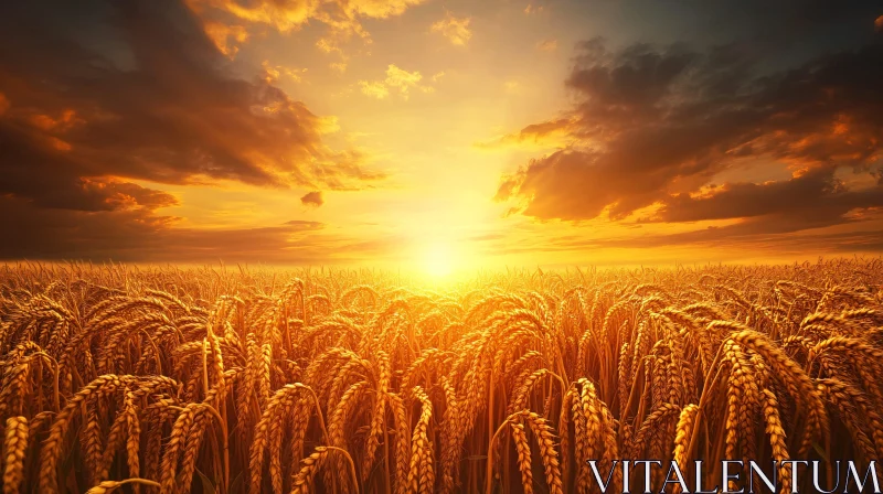 Sunset Over a Golden Wheat Field