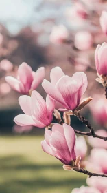 Beautiful Pink Magnolias Blooming
