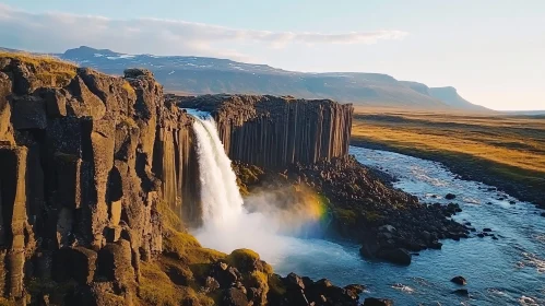 Majestic Basalt Column Waterfall Landscape