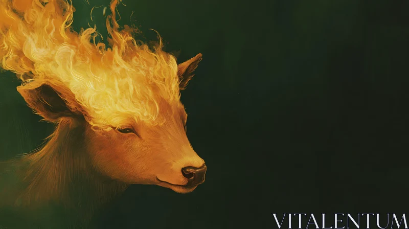 AI ART Fantasy Deer with Fire Head