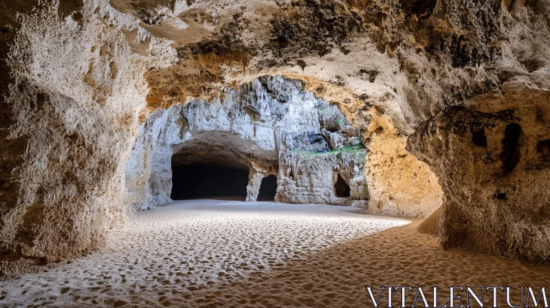 AI ART Intricate Rock Formations Illuminated Inside a Cave