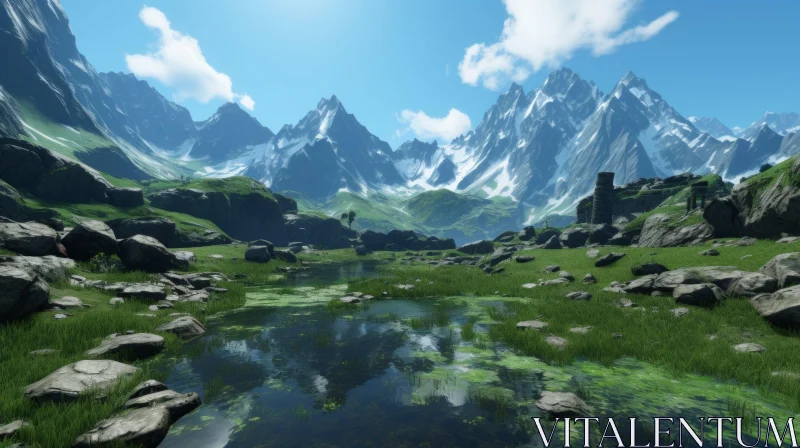 3D Rendered Mountain Landscape in Unreal Engine AI Image