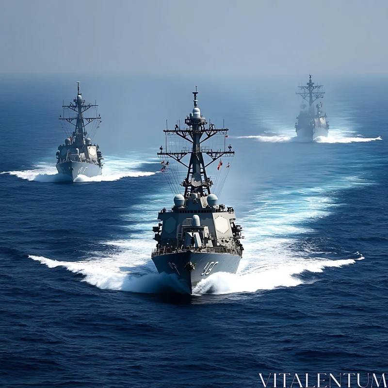 Military Fleet Navigating Through Calm Seas AI Image