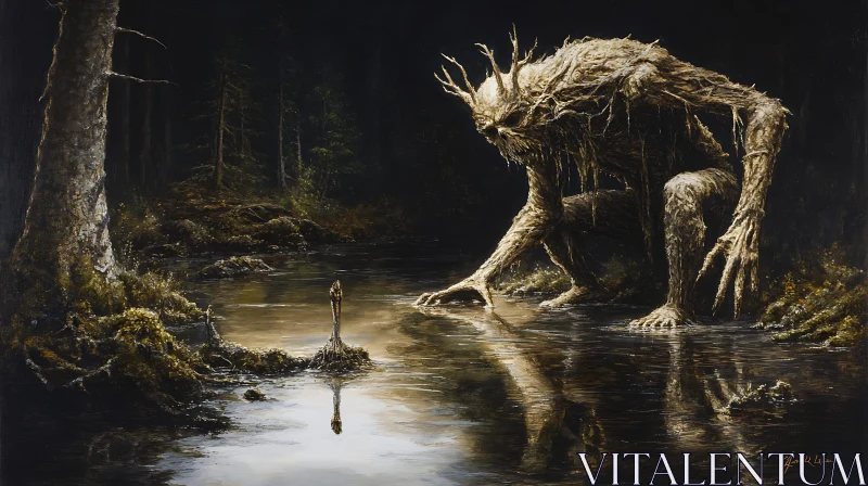 AI ART Mythical Tree Entity by Water's Edge