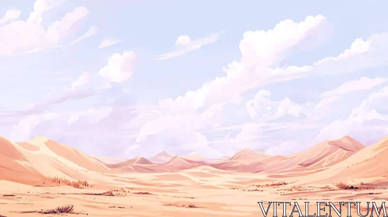 AI ART Vast Desert Landscape with Rolling Sand Dunes