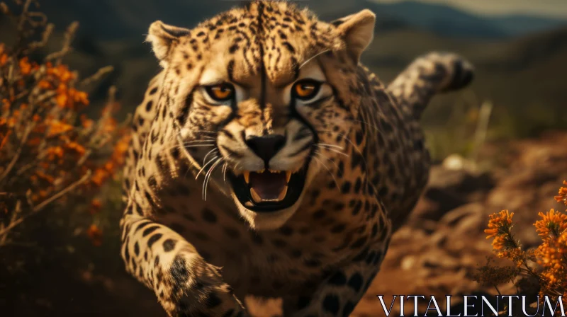 Cheetah in Action: A Captivating Display of Speed and Emotion AI Image