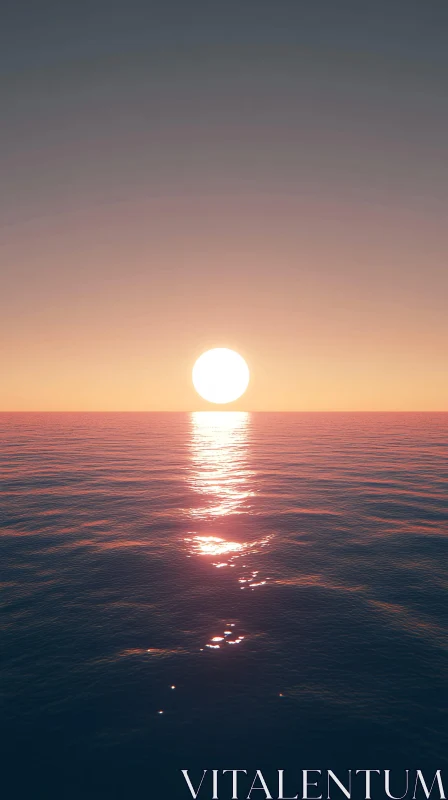 Golden Sunset on the Horizon AI Image