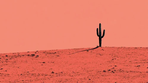 Lonely Cactus on Orange Sand