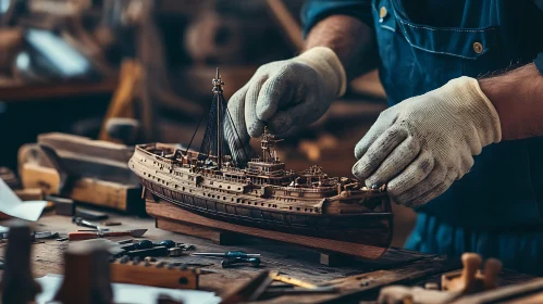 Detailed Wooden Ship Model Creation