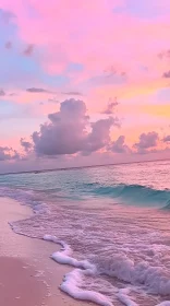 Pastel-Colored Sunset Beach Scene