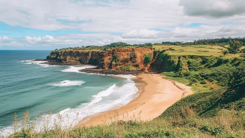 Pristine Shores and Towering Cliffs by the Ocean