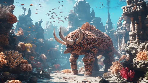 Underwater Fantasy Scene with Coral Bull