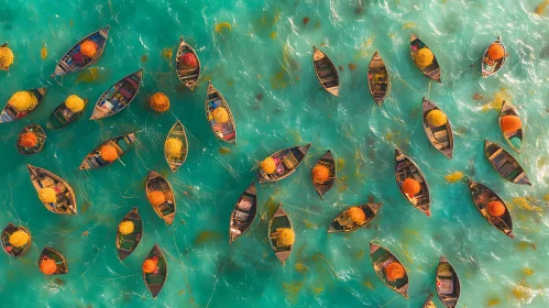 Boats with Fishing Nets in Turquoise Waters