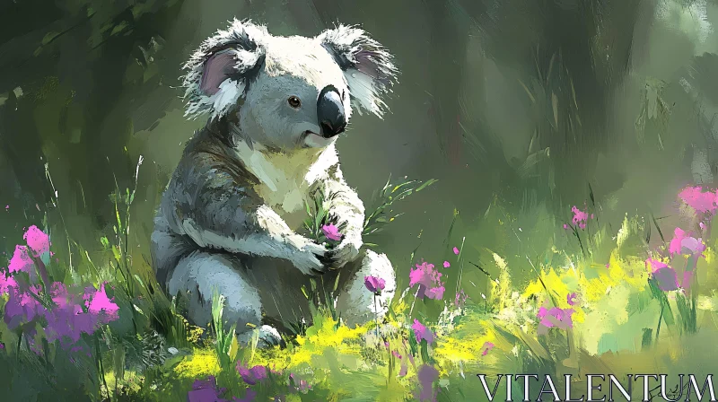 Koala Among Blossoms AI Image