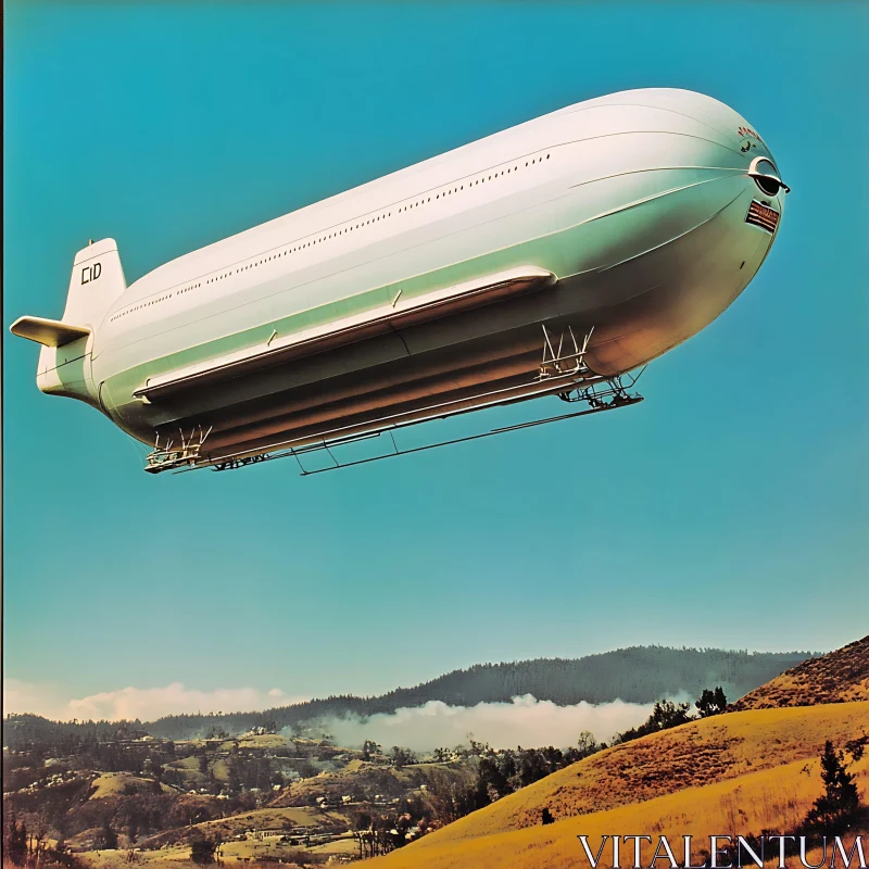 Giant Airship Over Scenic Hills AI Image