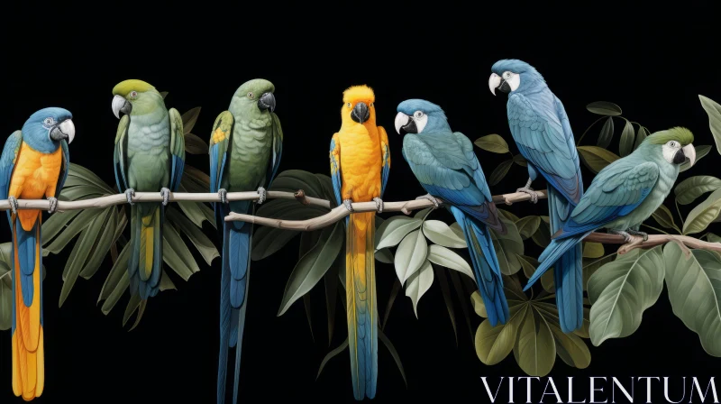Captivating Parrot Portraiture in Chiaroscuro Technique AI Image