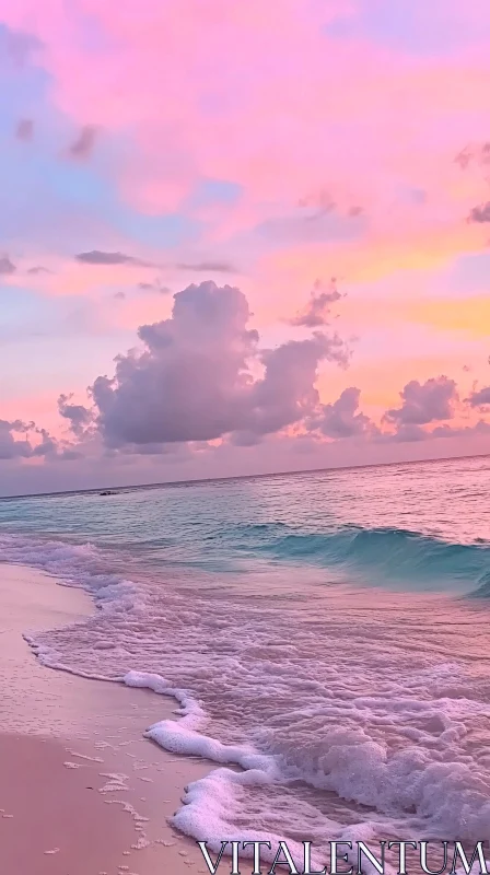 AI ART Pastel-Colored Sunset Beach Scene