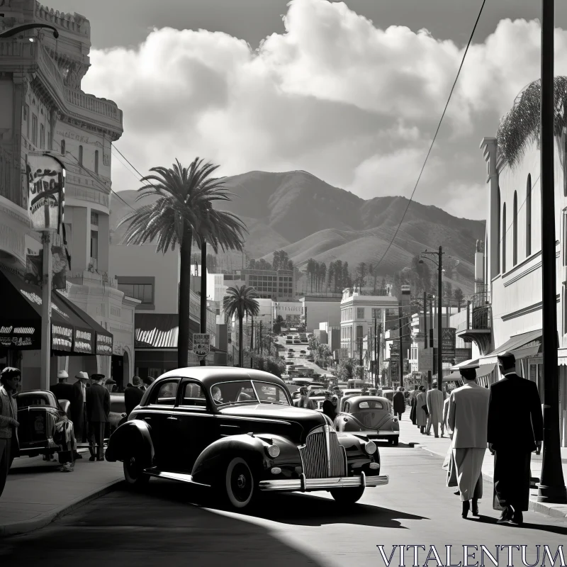 Monochrome Cityscape - Vintage Hollywood Glamour AI Image